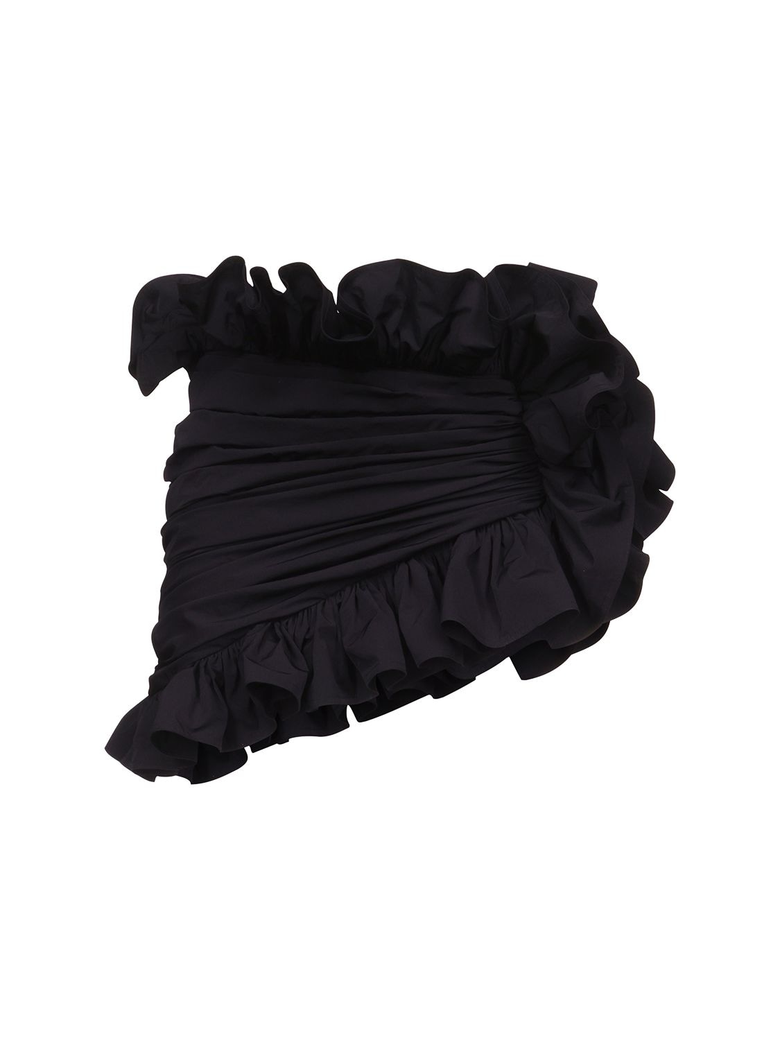 Shop Area Ruffled Nylon Mini Skirt In Black
