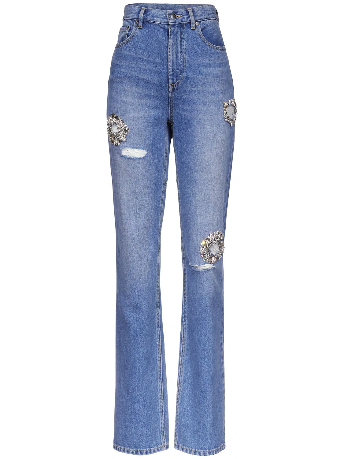 AREA DISTRESSED EMBELLISHED HIGH WAIST JEANS