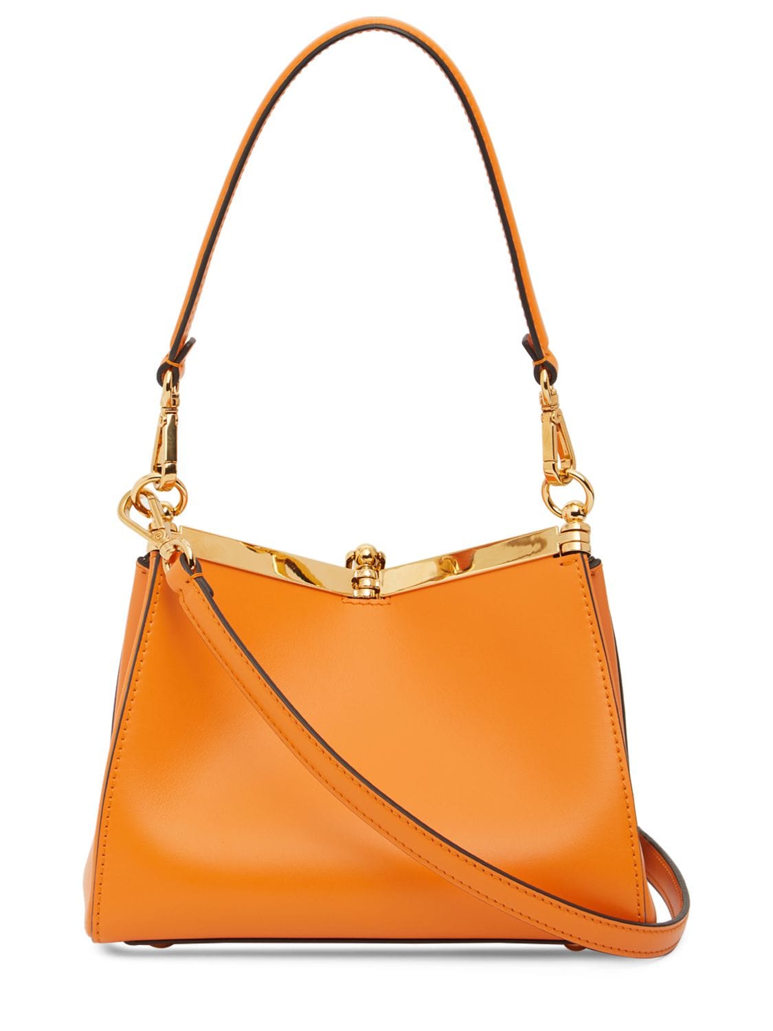 Shop Etro Small Vela Leather Shoulder Bag In Orange