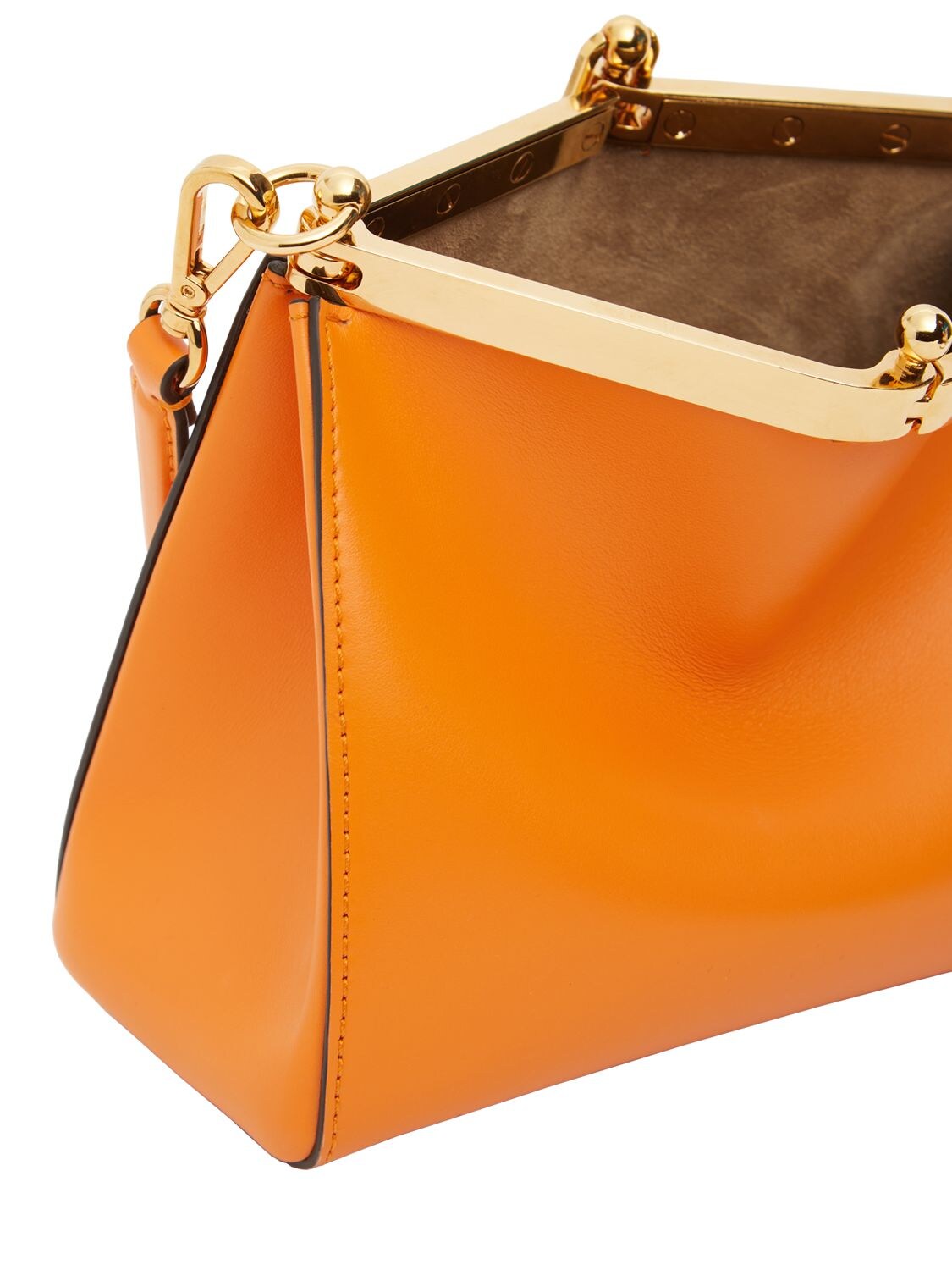 Shop Etro Small Vela Leather Shoulder Bag In Orange
