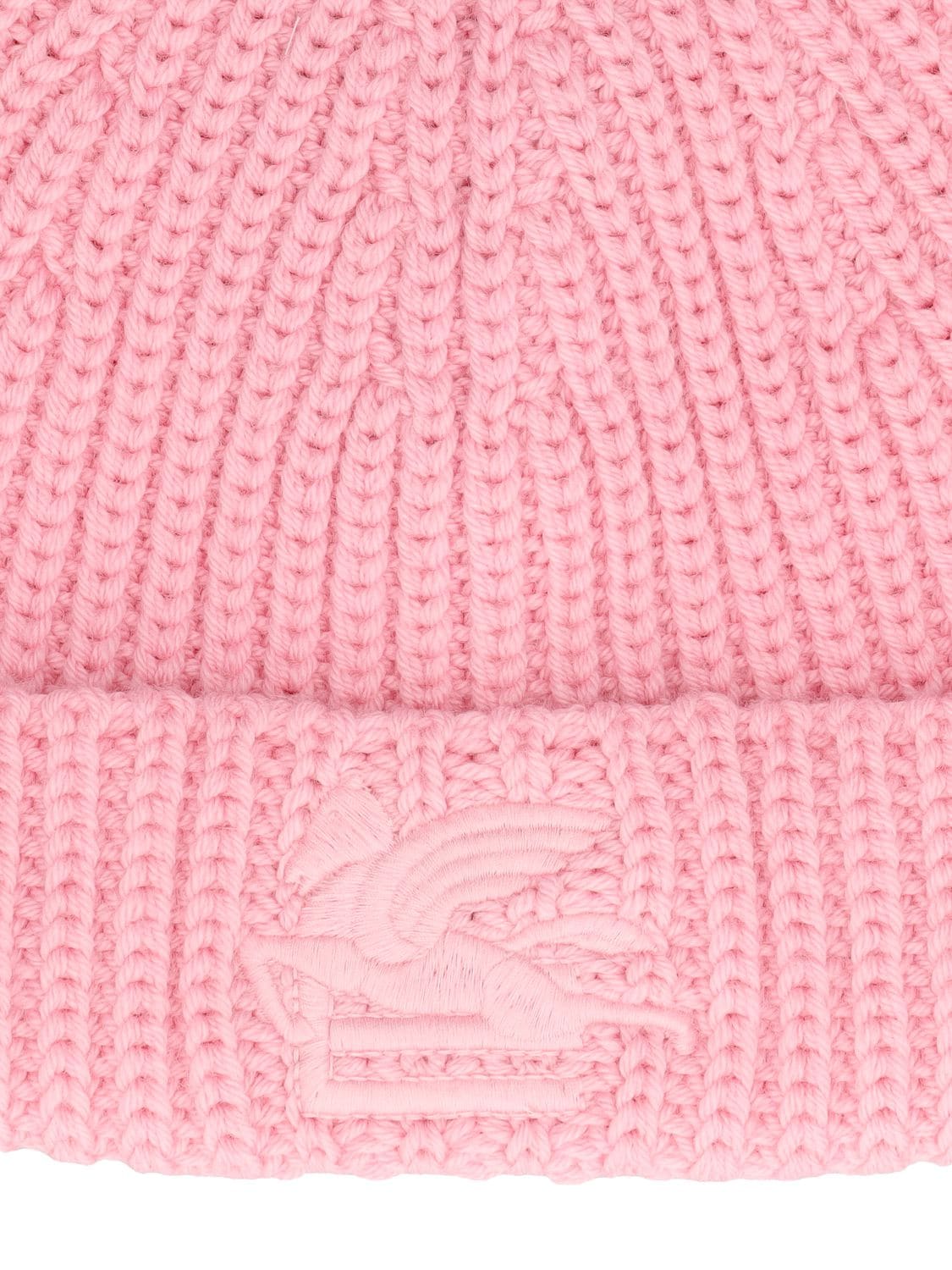 Shop Etro Wool Beanie W/logo In Pink
