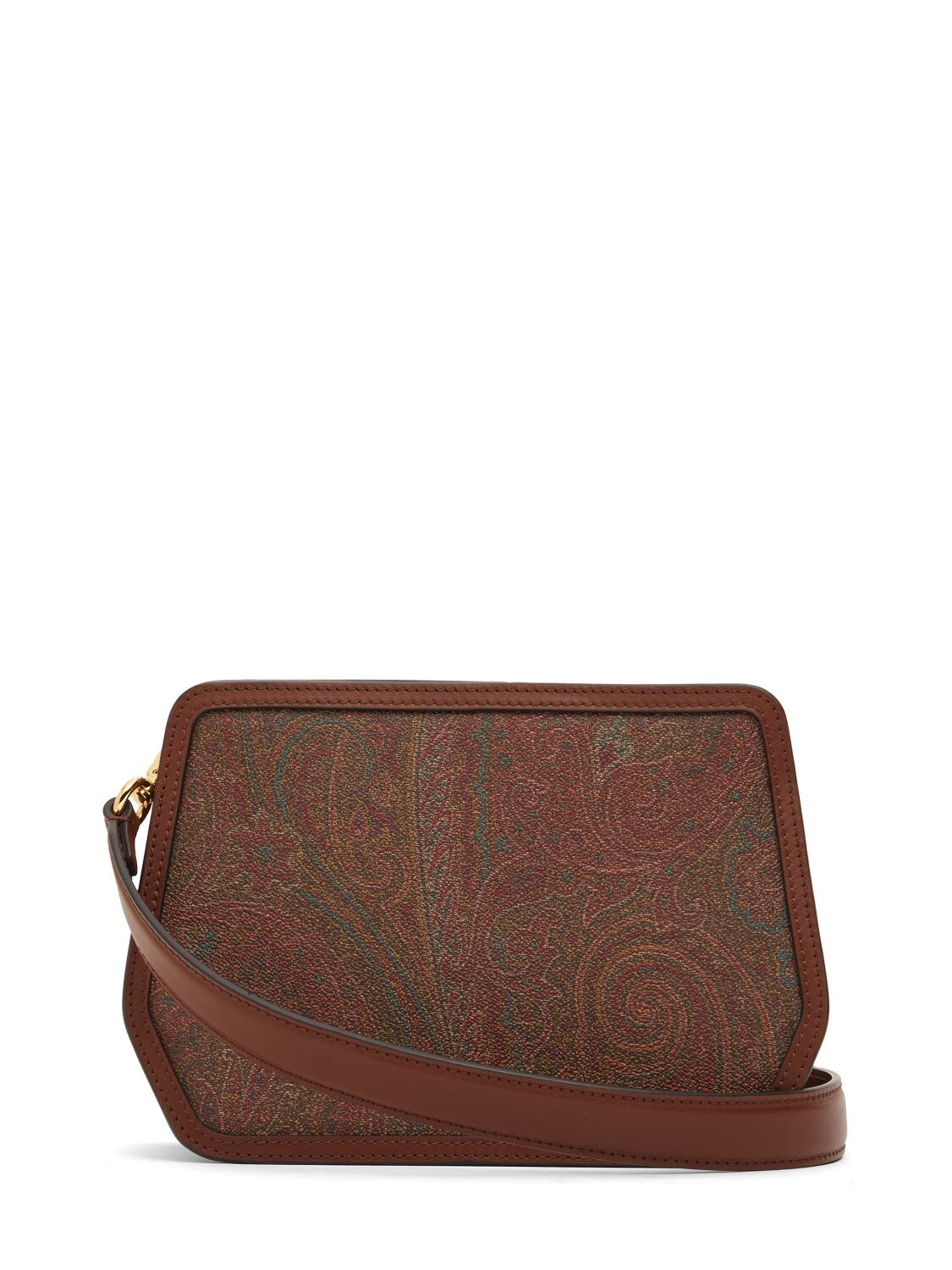 Shop Etro Embroidered Logo Cotton Shoulder Bag In Bordeaux