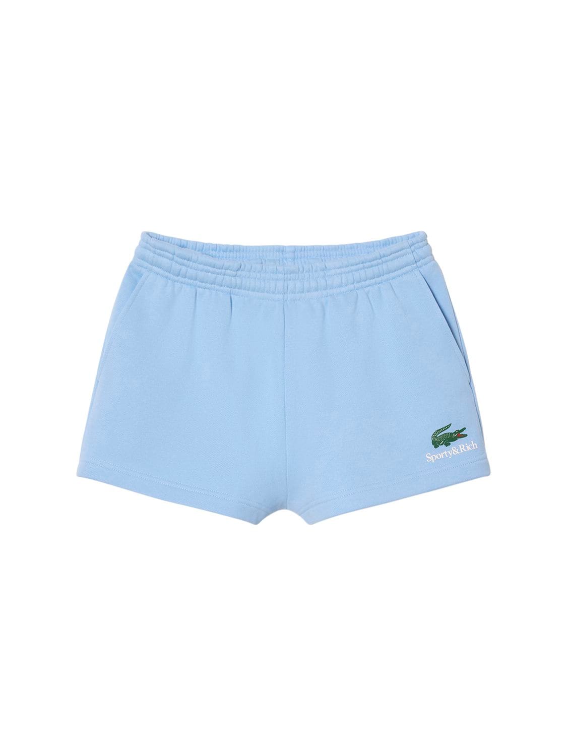 Sporty And Rich Lacoste Serif短裤 In Light Blue