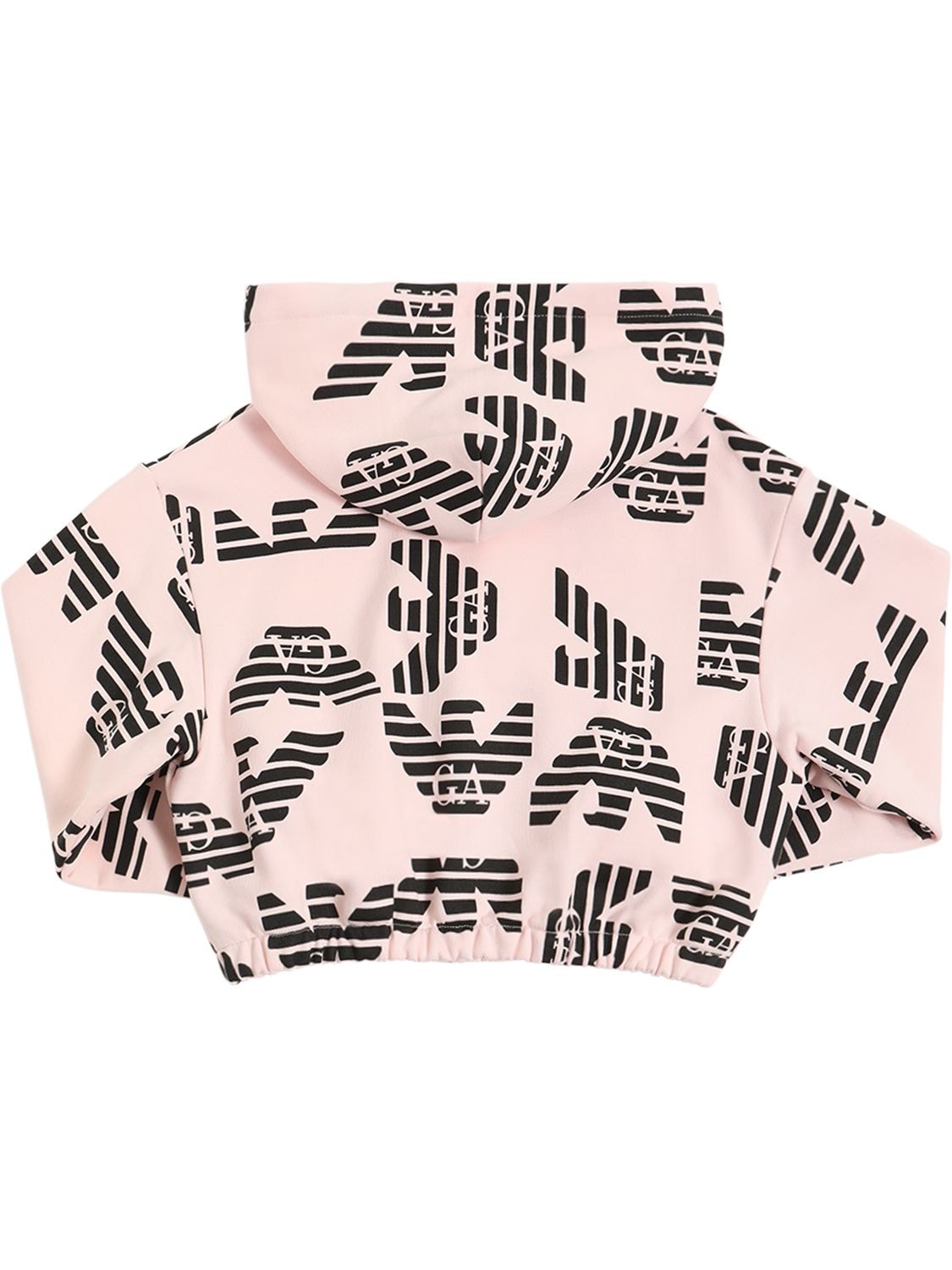 Shop Emporio Armani All Over Logo Print Cotton Hoodie In Pink,black
