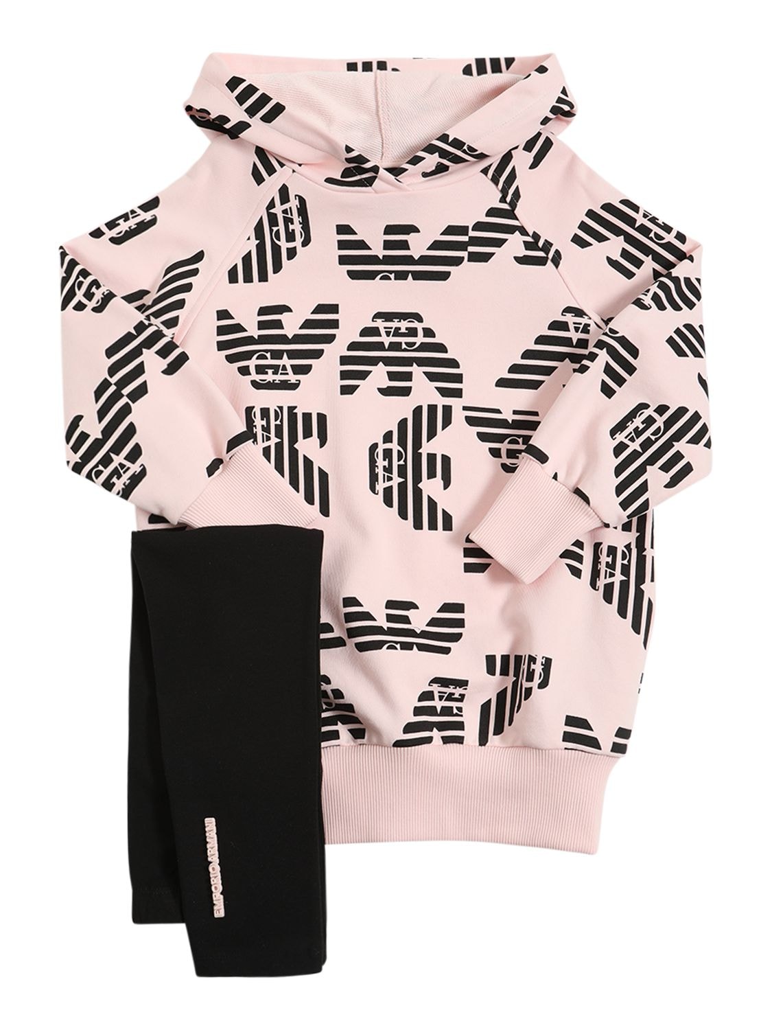 Emporio Armani Kids' Cotton Oversize Sweatshirt & Leggings In Pink,black