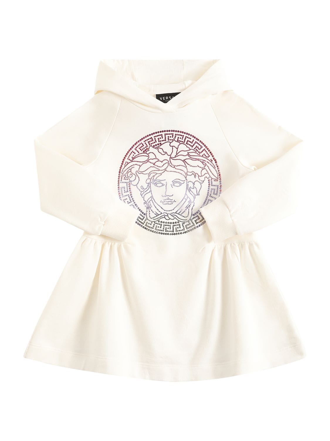 Versace Kids' Logo Medusa装饰棉质连衣裙 In White