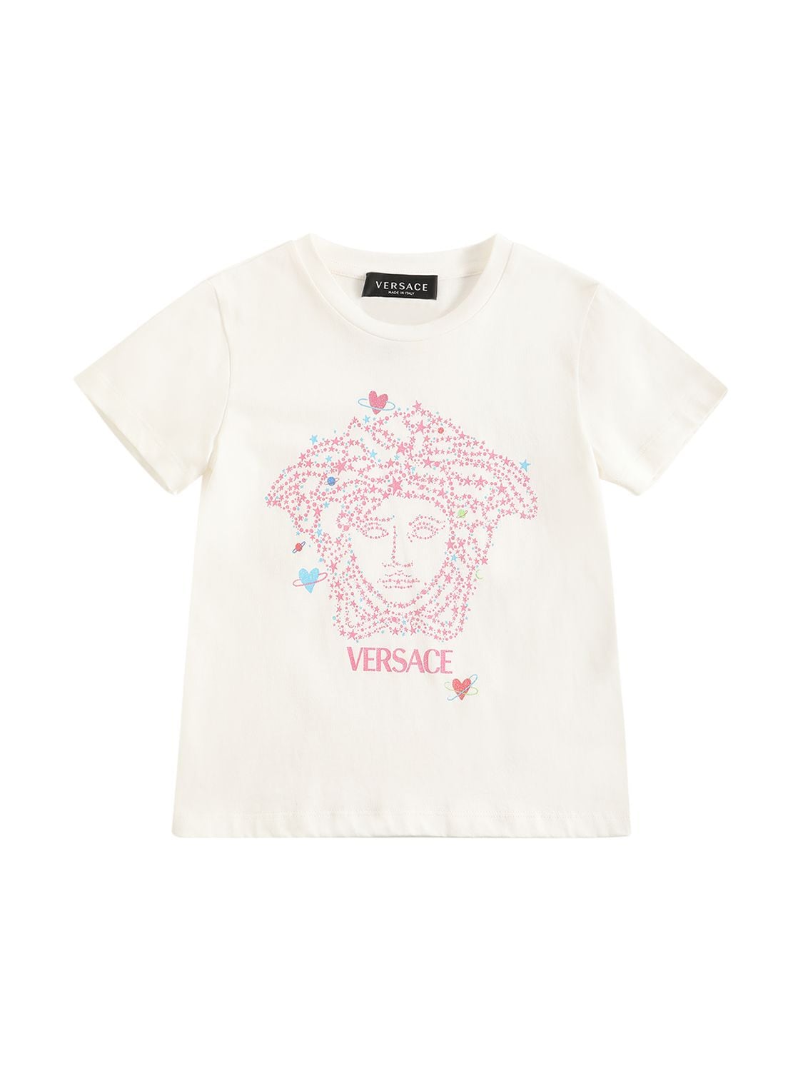 Versace Kids' Embellished Logo Cotton Jersey T-shirt In White