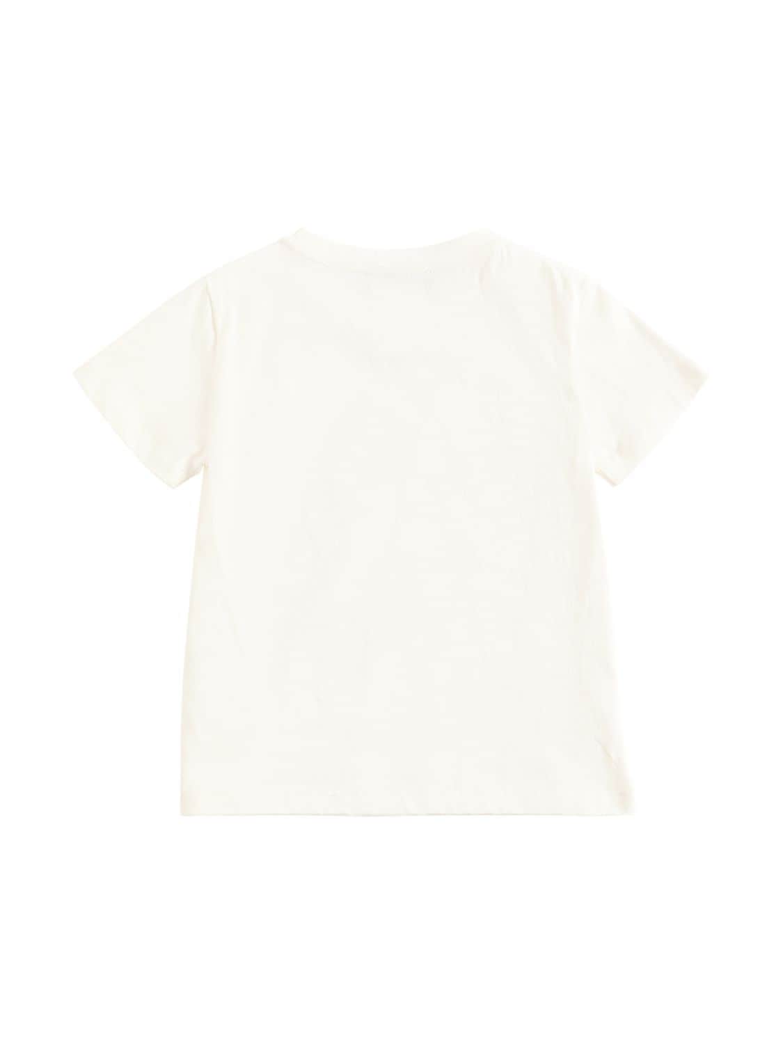 Shop Versace Glittered Logo Cotton Jersey T-shirt In White