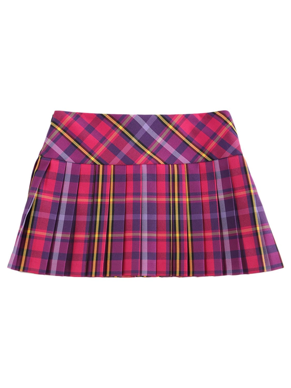 Shop Versace Tartan Print Pleated Flannel Skirt In Multicolor