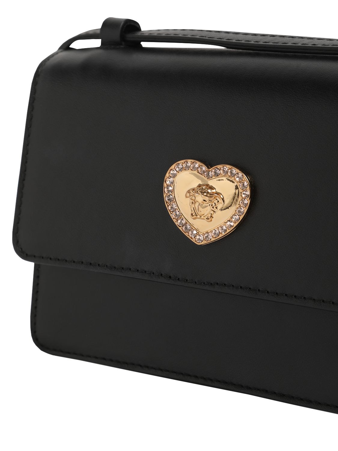 Shop Versace Leather Shoulder Bag W/ Medusa Detail In Black