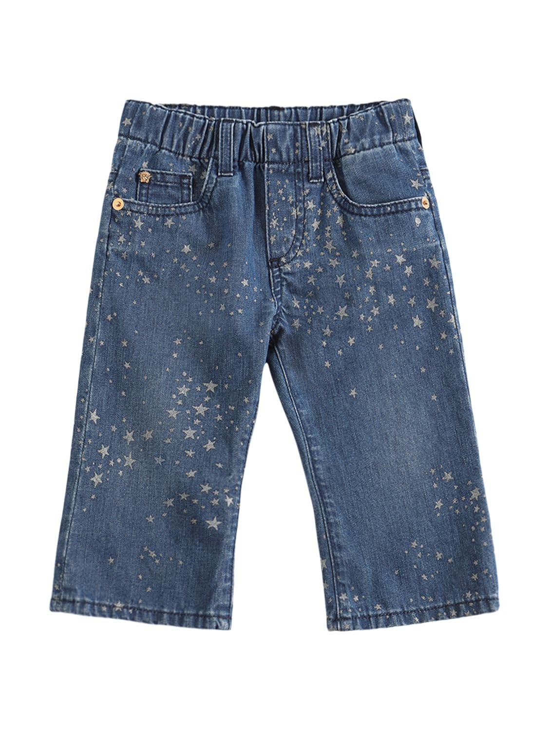 Versace Kids' Glittered Cotton Denim Jeans