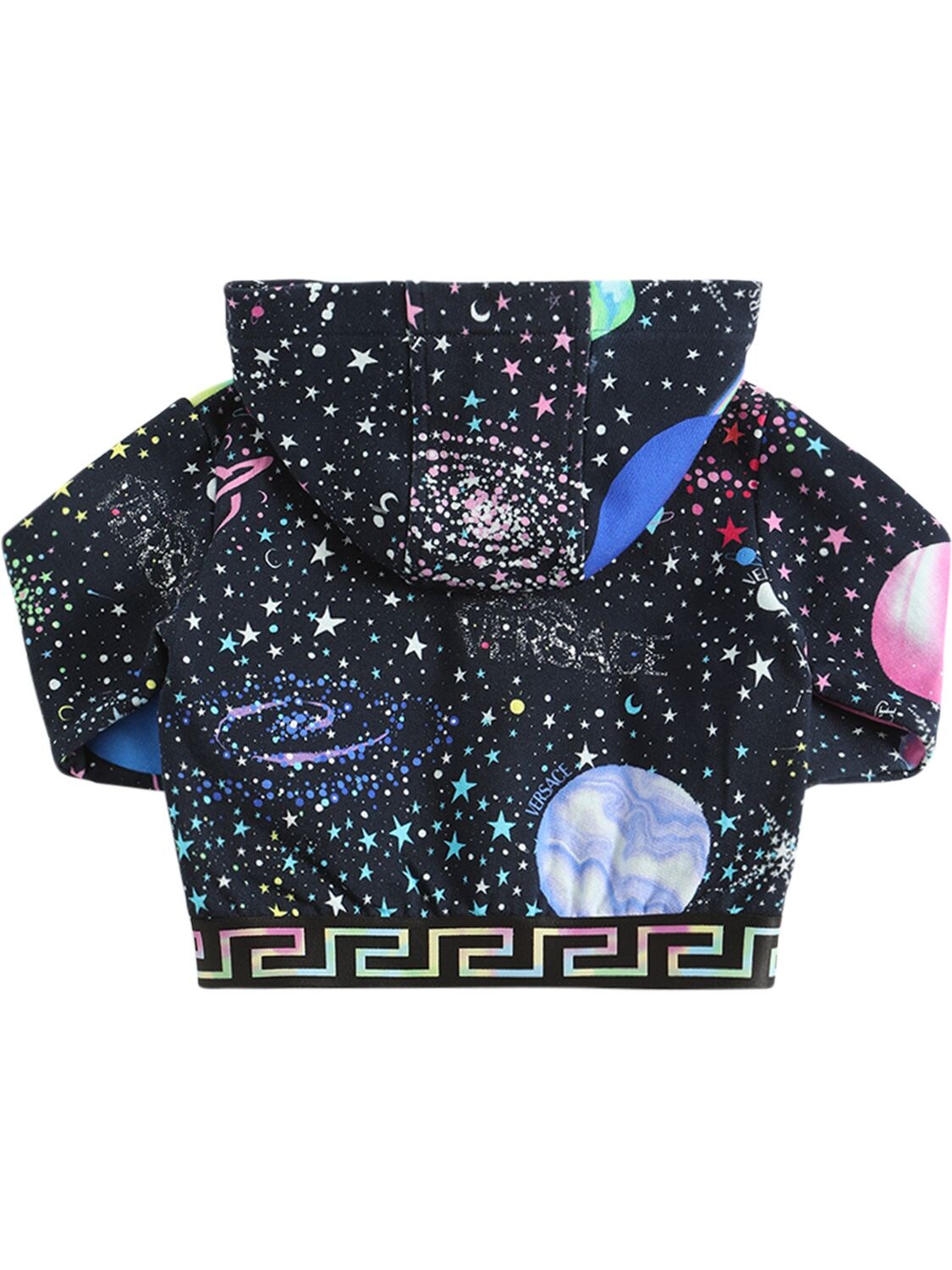 Shop Versace Galaxy Print Cotton Hoodie In Multicolor