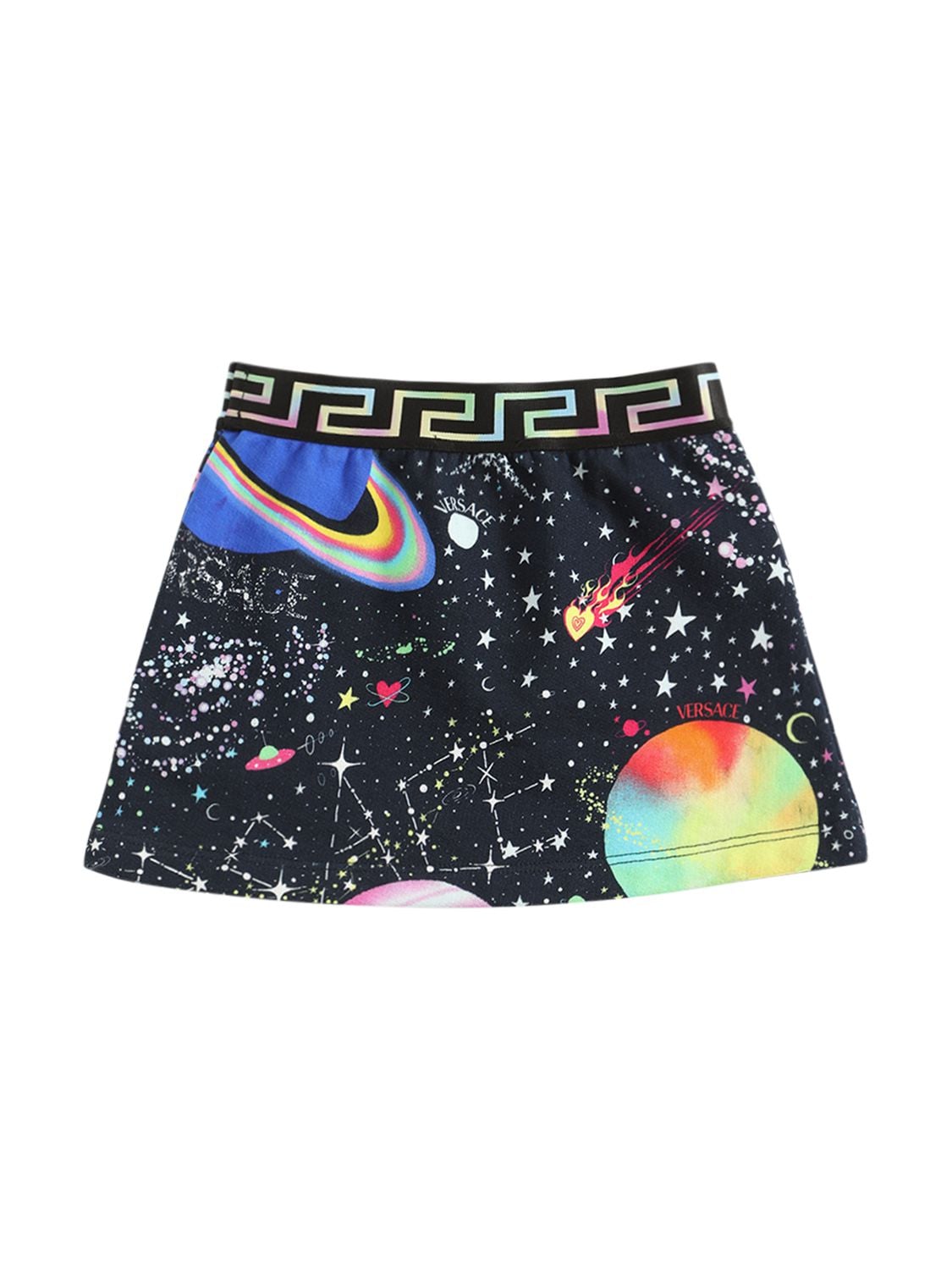 Shop Versace Galaxy Print Cotton Mini Skirt In Multicolor