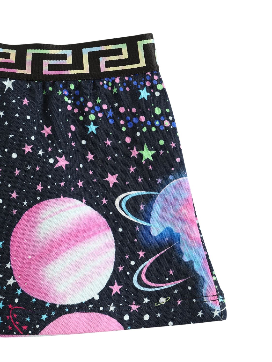 Shop Versace Galaxy Print Cotton Mini Skirt In Multicolor