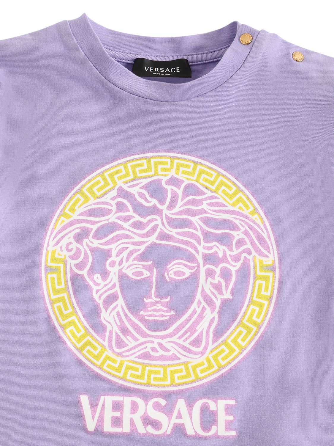 Shop Versace Medusa Print Cotton Jersey T-shirt In Purple