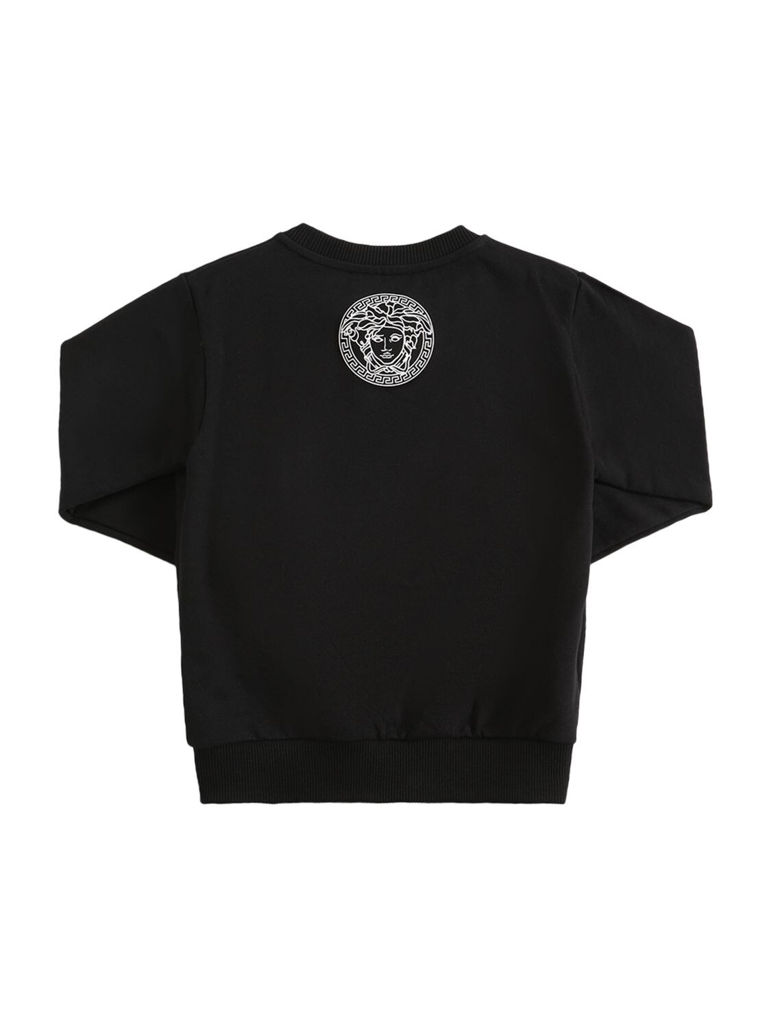 Shop Versace Logo Print Cotton Sweatshirt In Black