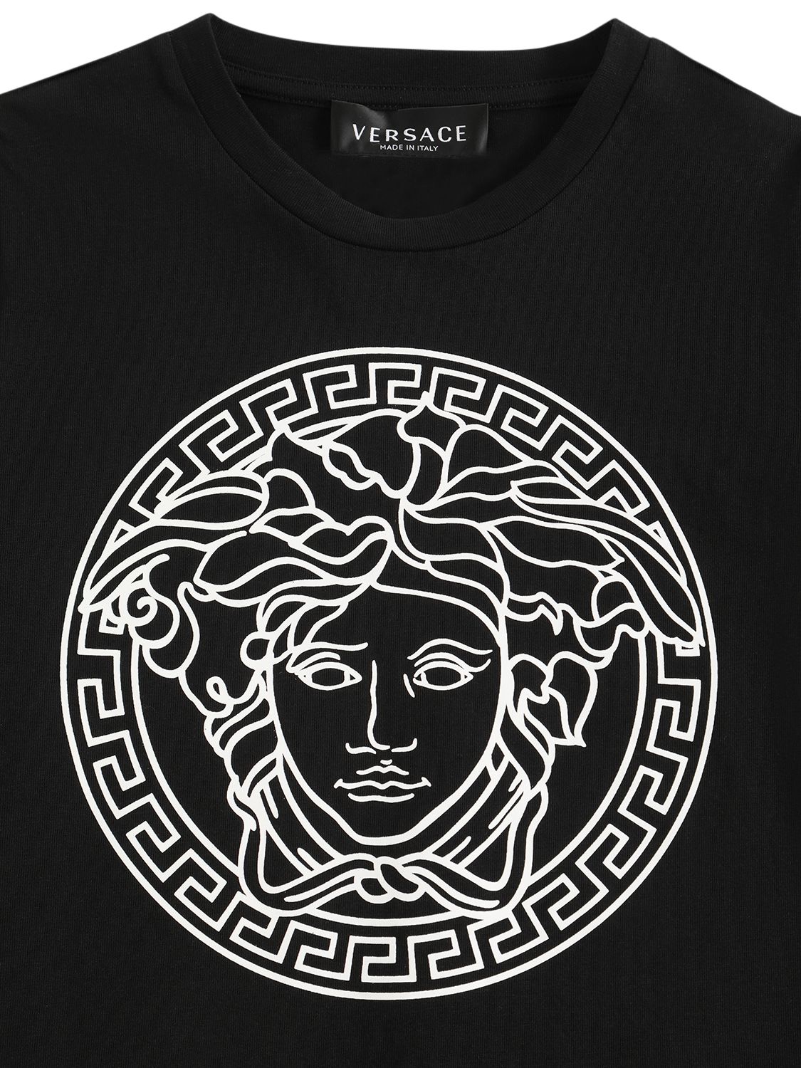 Shop Versace Logo Print Cotton Jersey T-shirt In Black