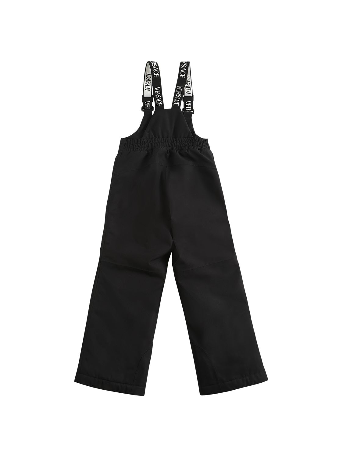 Shop Versace Logo Print Nylon Puffer Ski Pants In Black