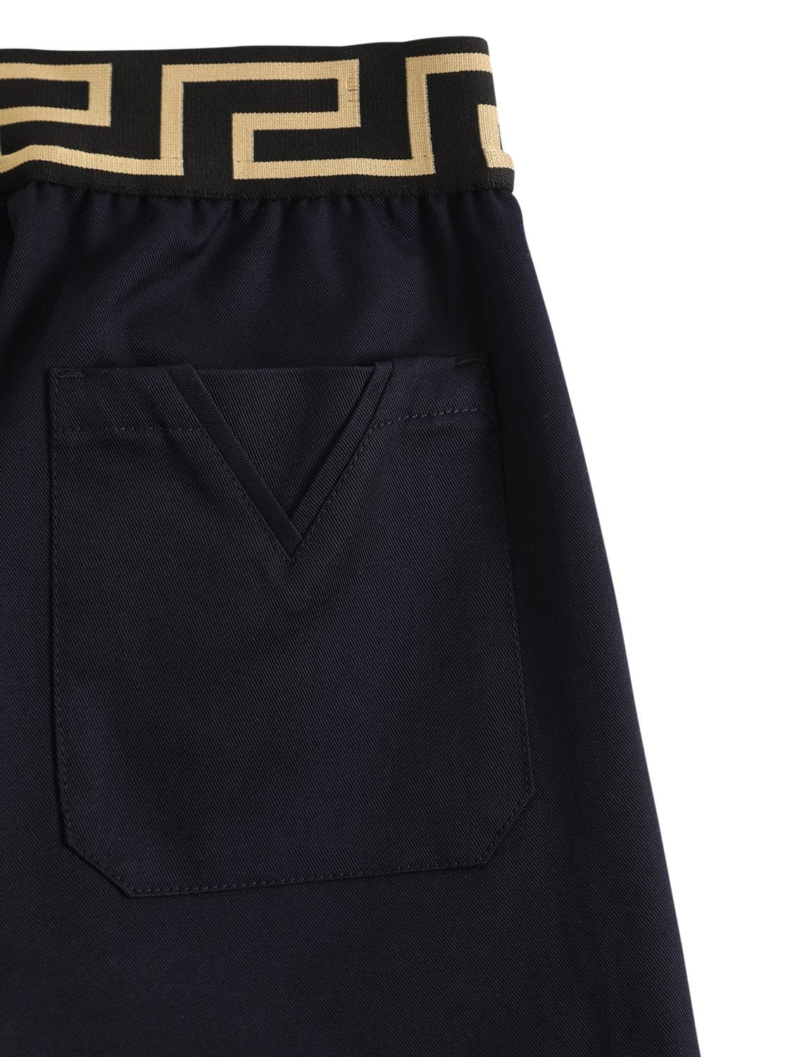 Shop Versace Greca Cotton Gabardine Cargo Pants In Navy
