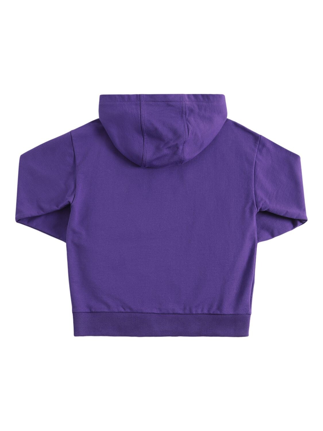 Shop Versace Logo Print Cotton Hoodie In Purple