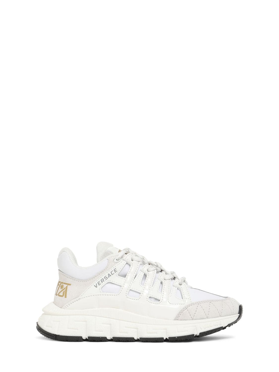 Versace Trigreca Logo-print Leather Low-top Trainers 8-10 Years In White