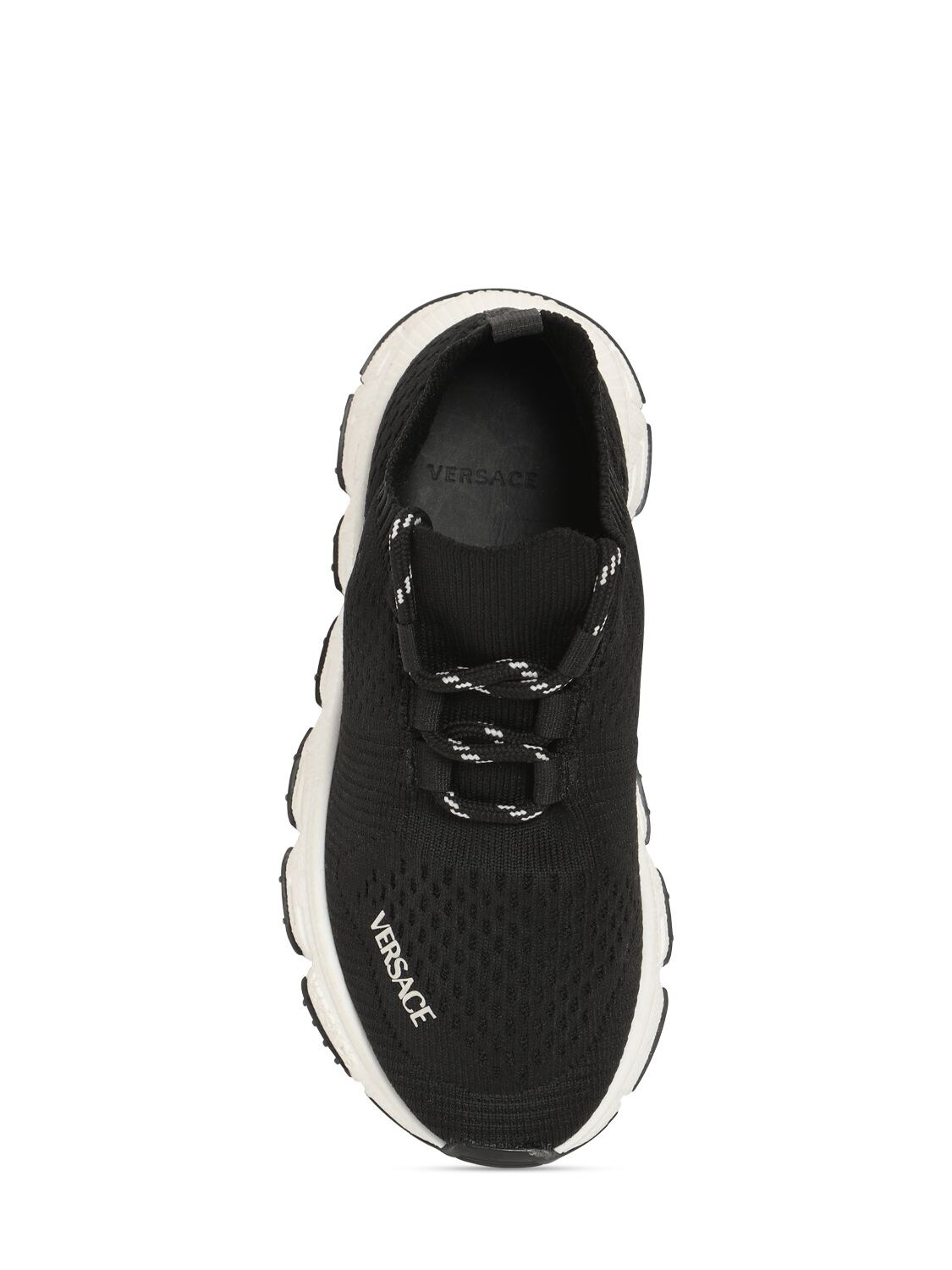 Shop Versace Logo Tech Lace-up Sneakers In Black