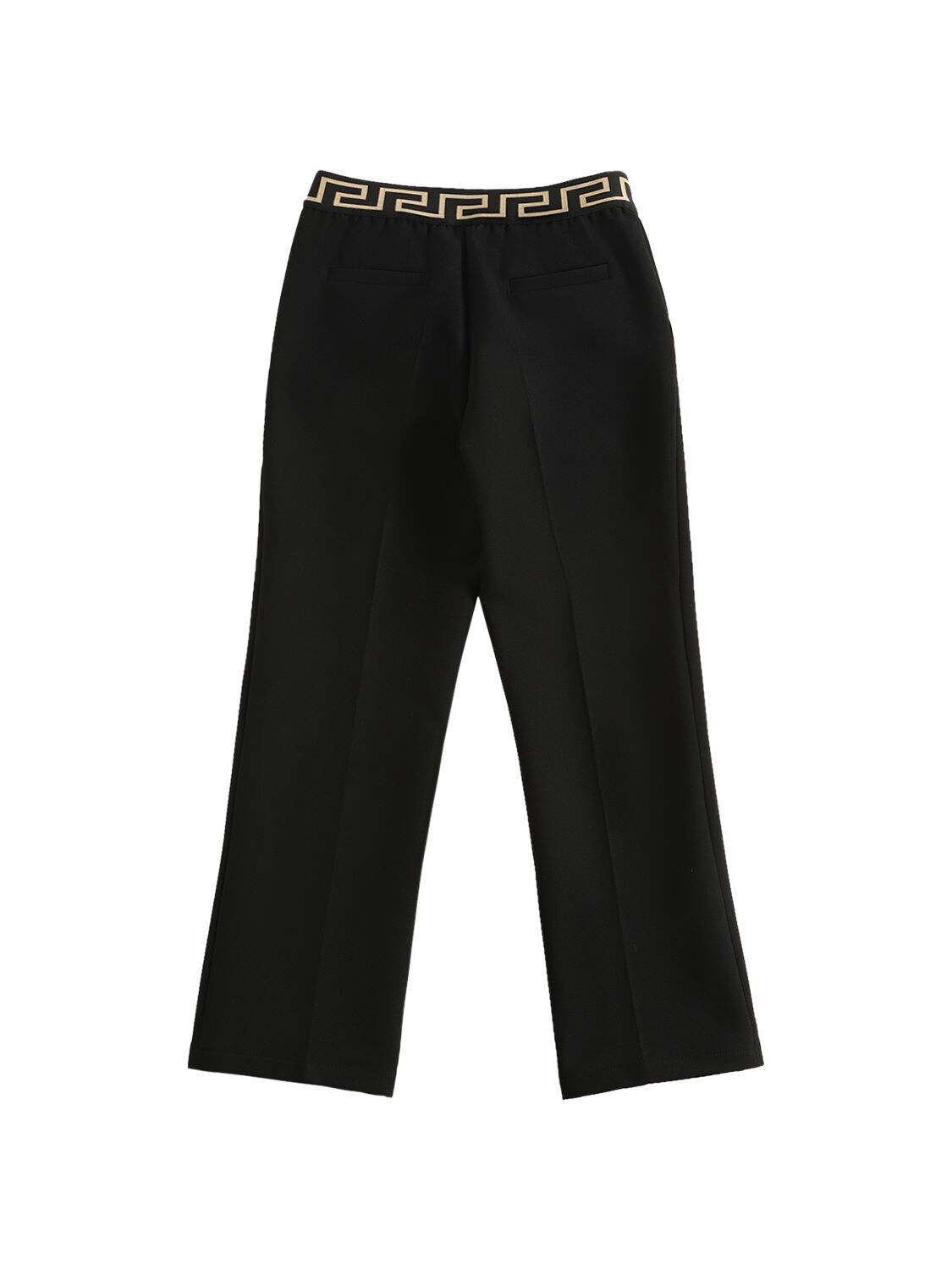 Shop Versace Greca Logo Stretch Cady Pants In Black