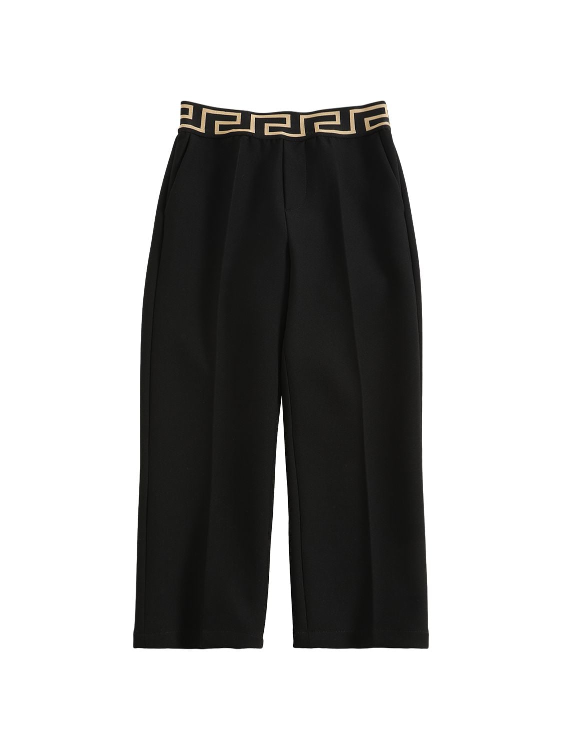 Shop Versace Greca Logo Stretch Cady Pants In Black