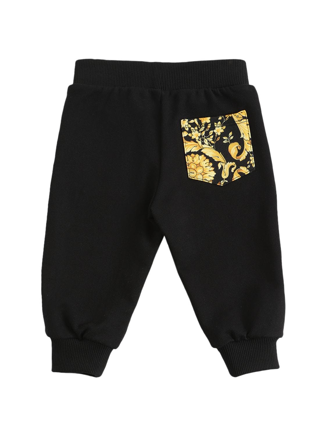 Shop Versace Barocco Print Cotton Sweatpants In Black,gold