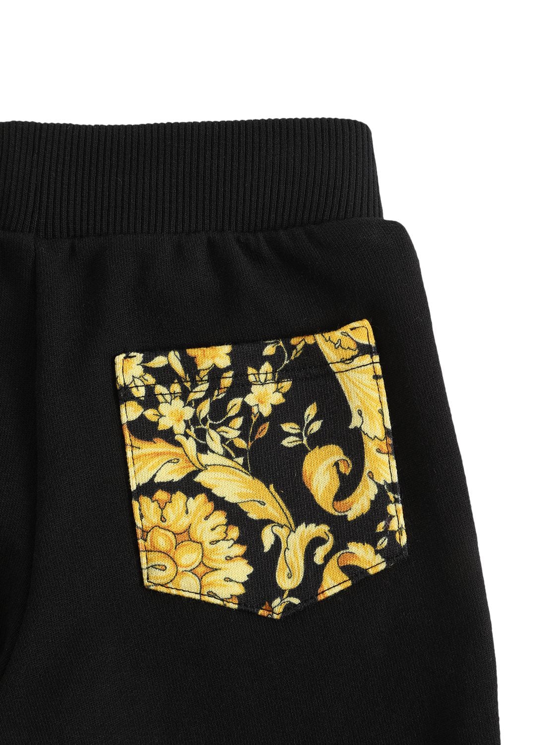 Shop Versace Barocco Print Cotton Sweatpants In Black,gold