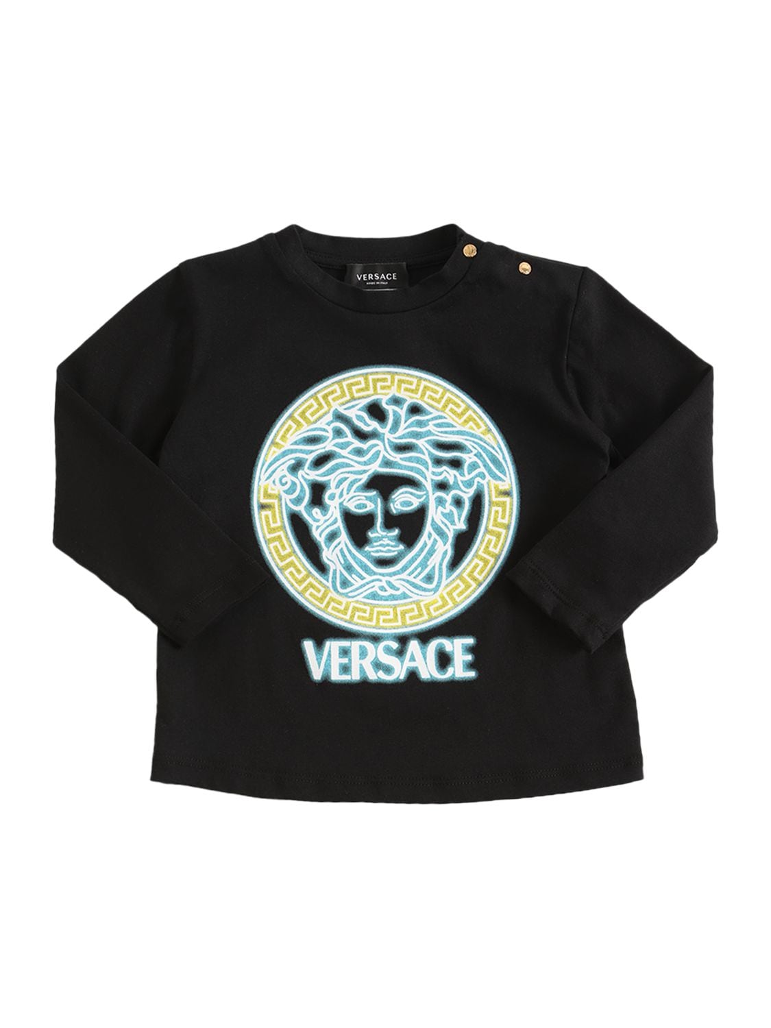 Versace Kids' Medusa Print Cotton Jersey T-shirt In Black