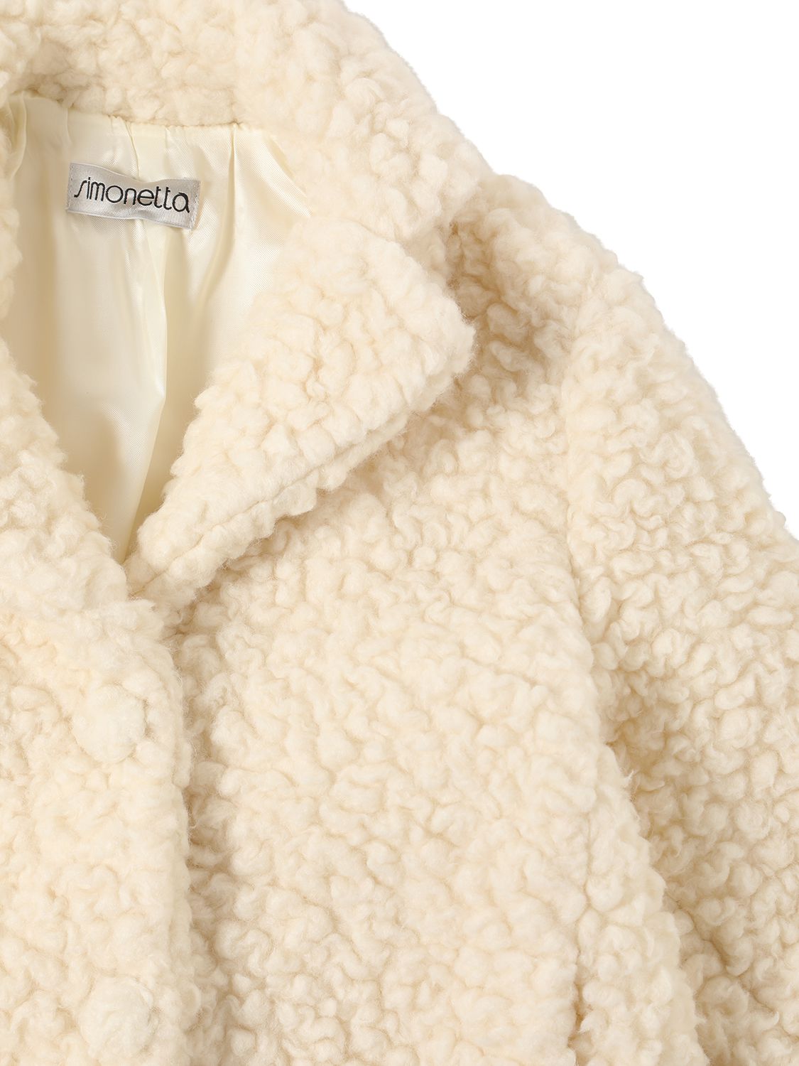 Shop Simonetta Faux Teddy Wool Blend Coat In Ivory