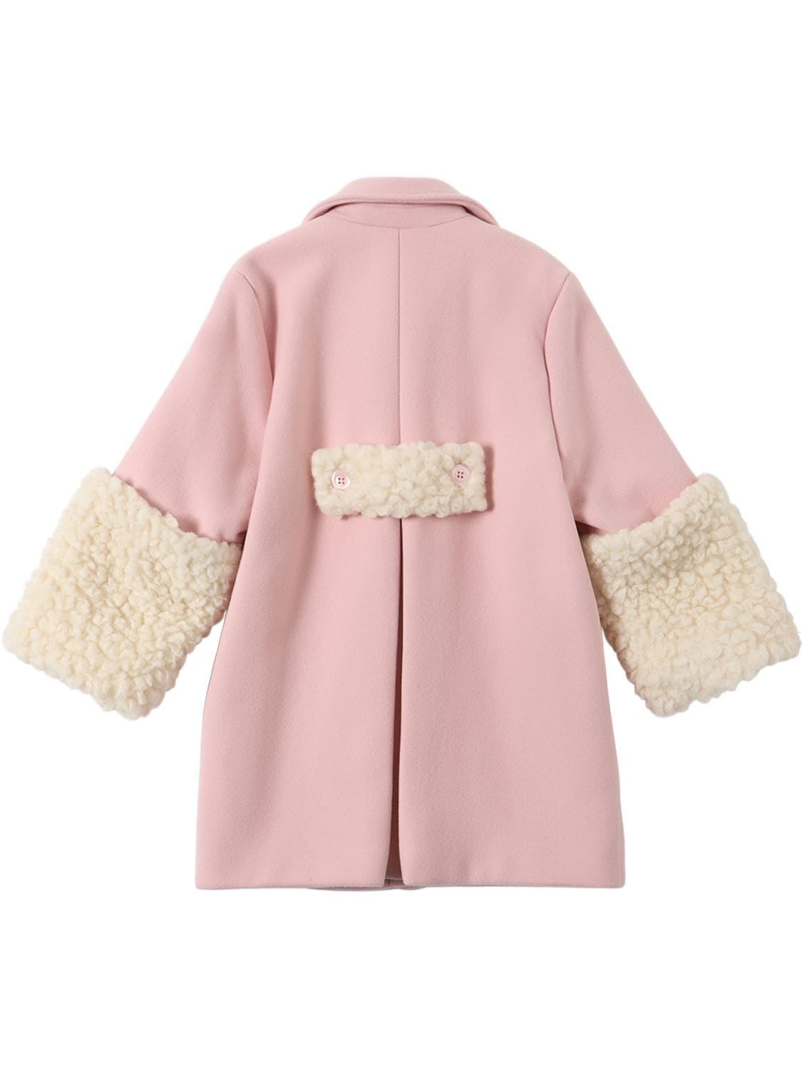Shop Simonetta Wool Blend Coat W/ Faux Fur In Pink,cream