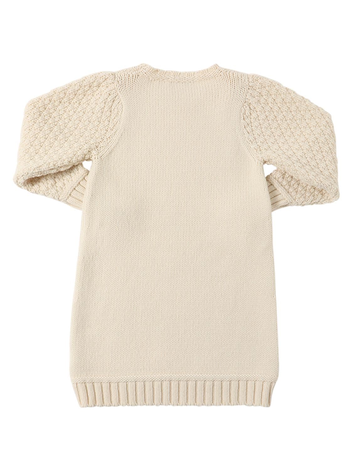 Shop Simonetta Wool Blend Cable Knit Dress In Ivory