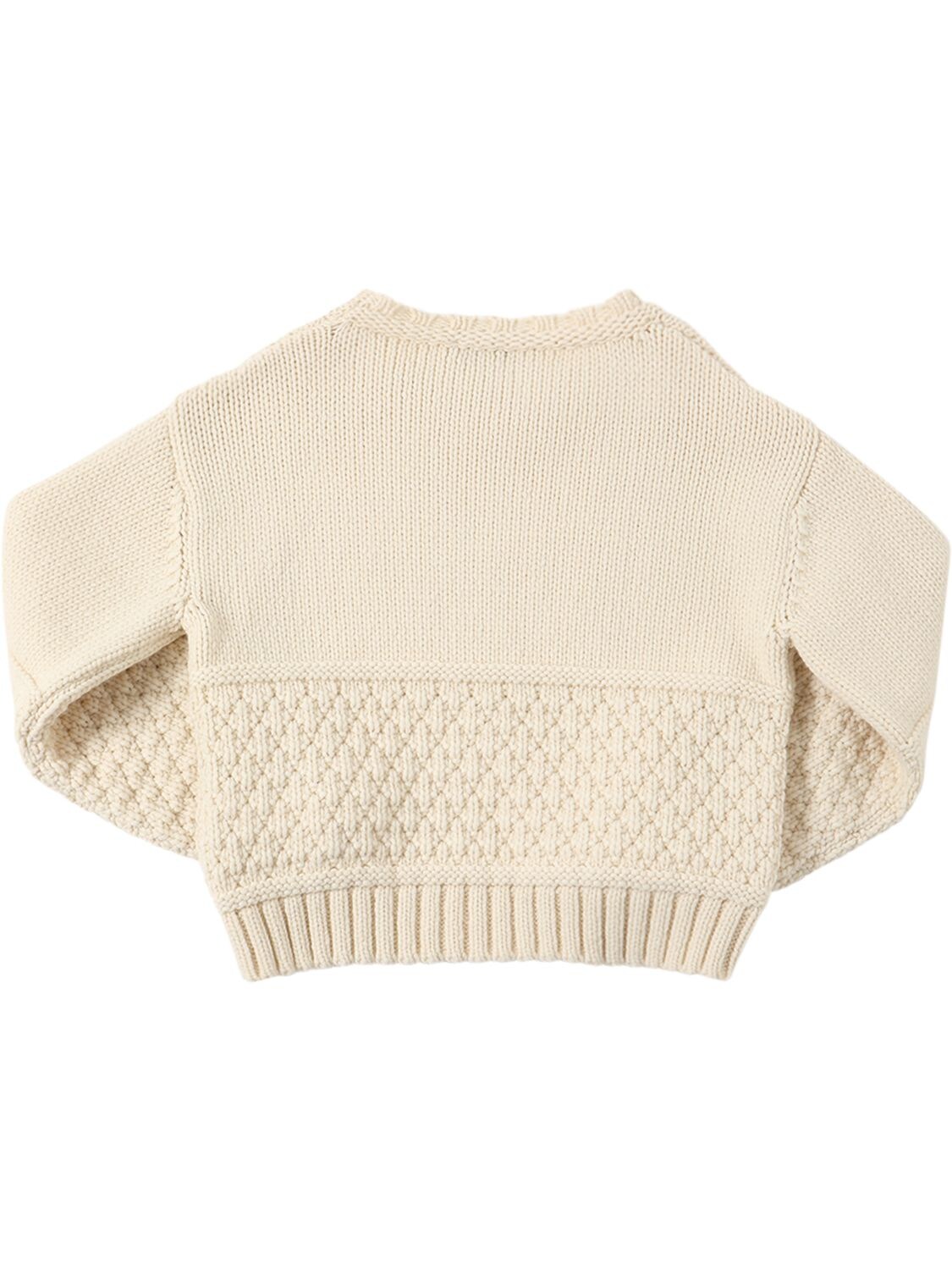 Shop Simonetta Wool Blend Cable Knit Sweater In Ivory