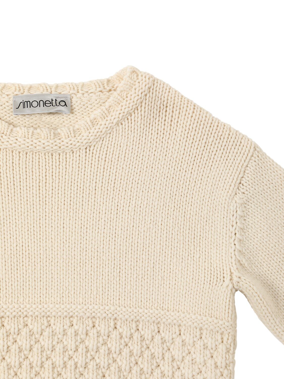 Shop Simonetta Wool Blend Cable Knit Sweater In Ivory