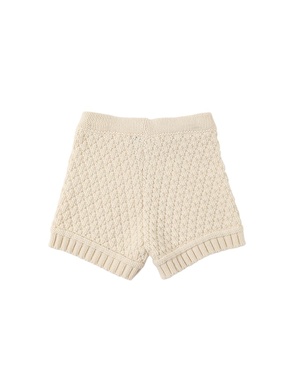 Shop Simonetta Wool Blend Cable Knit Shorts In Ivory