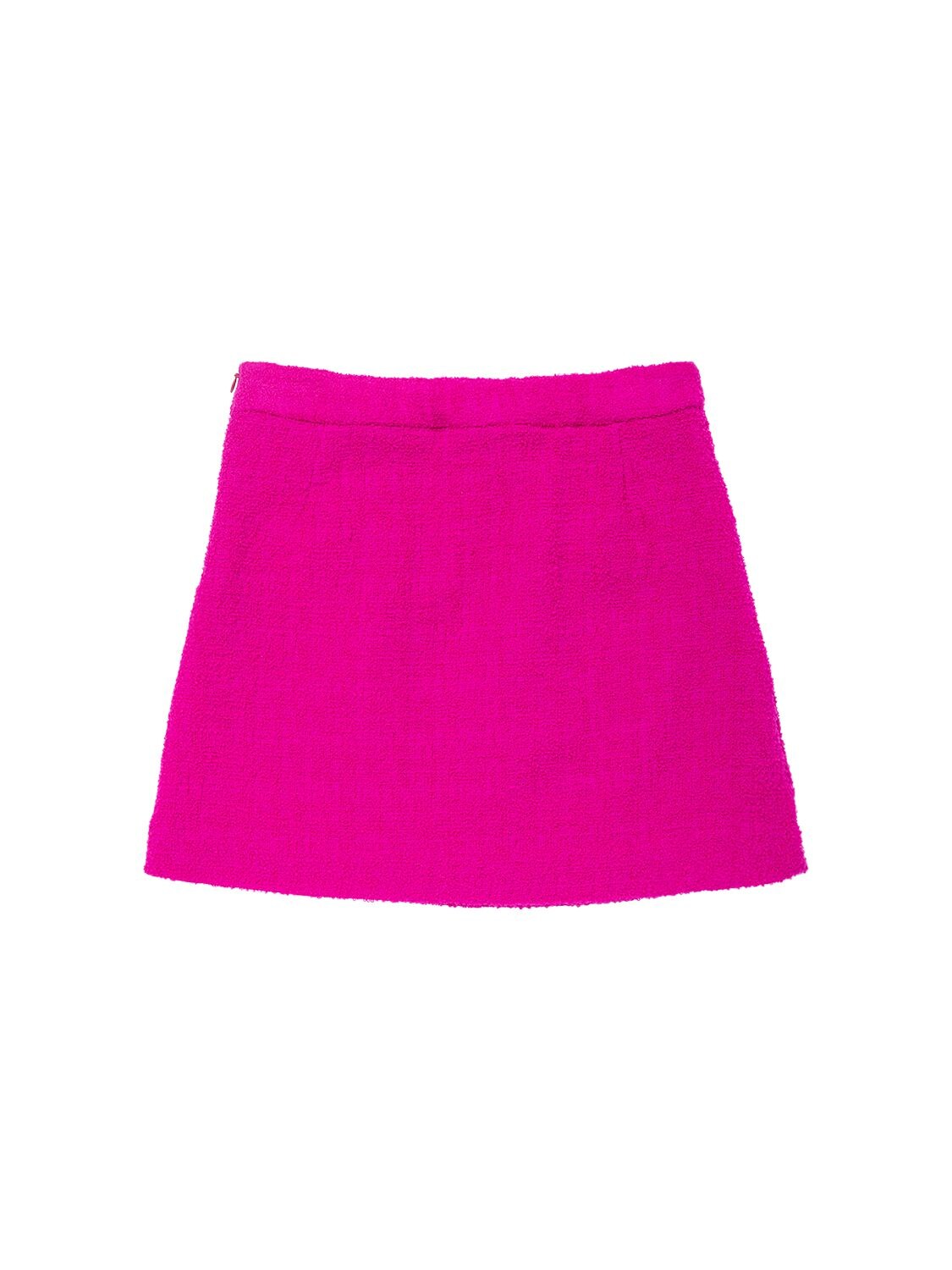 Shop Moschino Bouclé Skirt W/embroidered Logo In Fuchsia