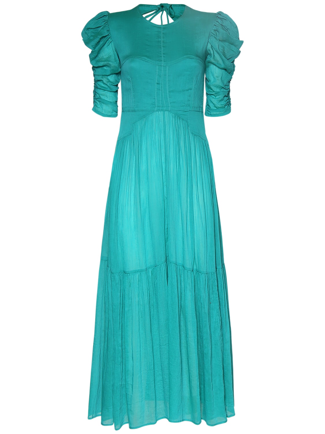 Image of Bealisa Ruched Cotton Silk Maxi Dress
