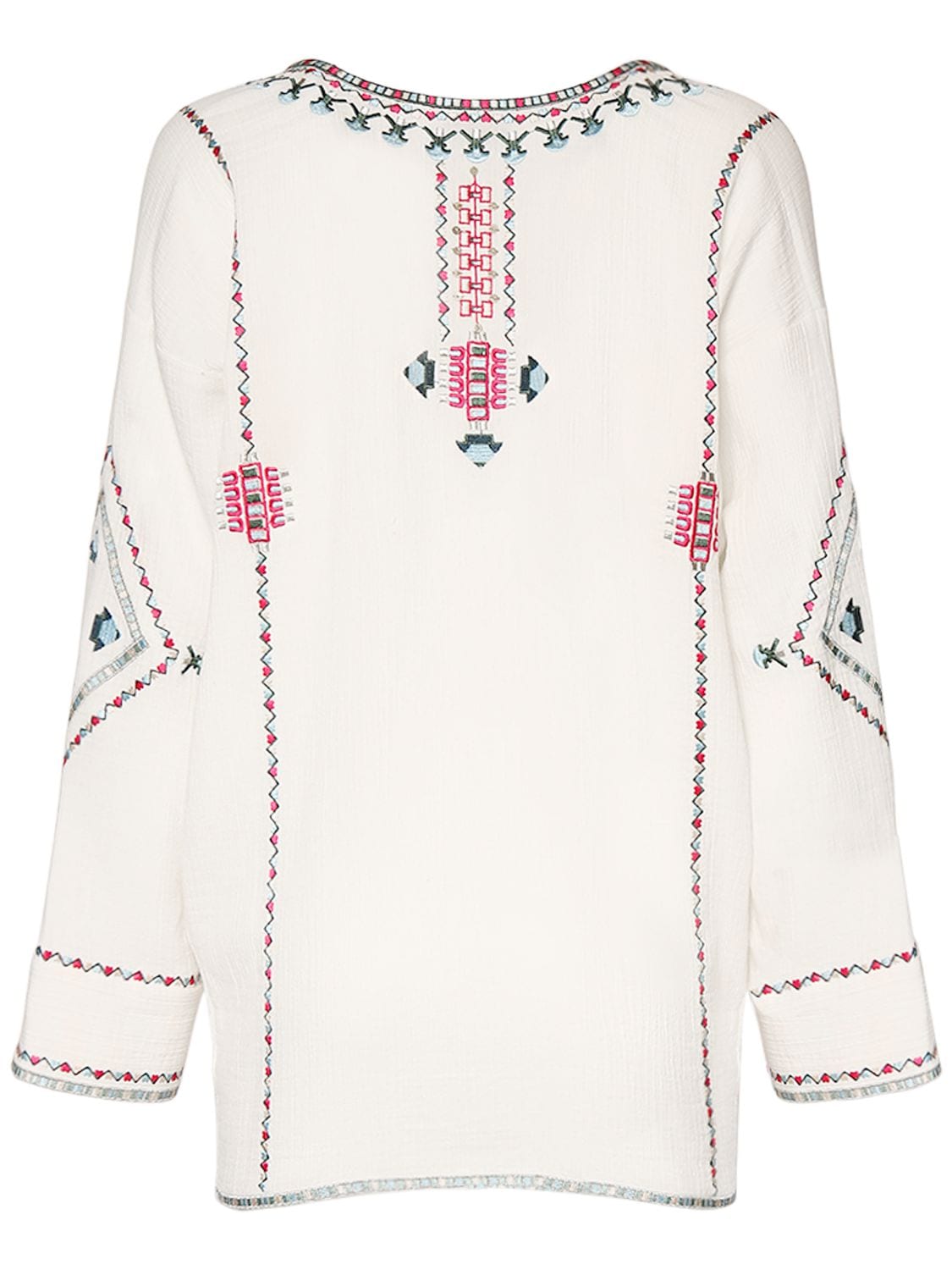 Shop Isabel Marant Clarisa Embroidered Cotton Top In Ecru,multi
