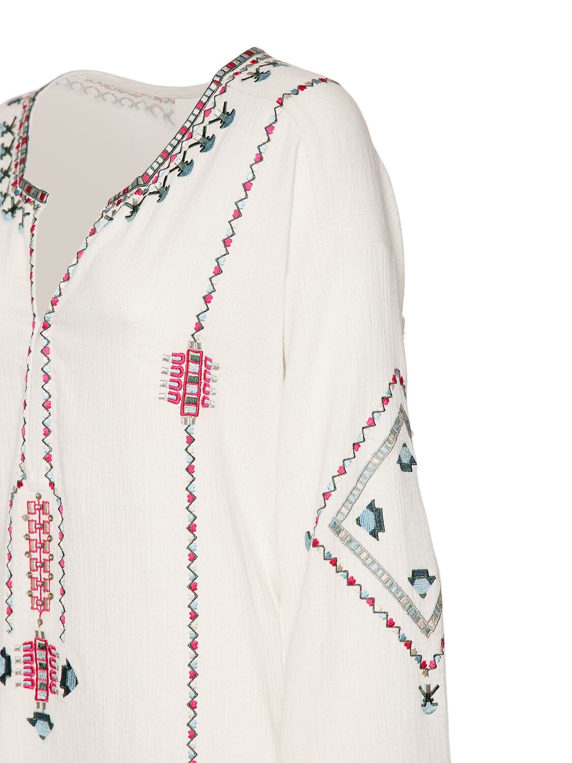 Shop Isabel Marant Clarisa Embroidered Cotton Top In Ecru,multi