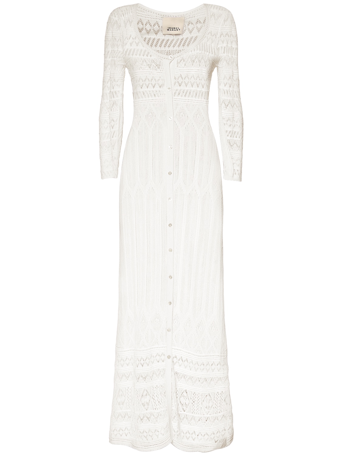 Isabel Marant Atedy Cotton Crochet Long Dress In White
