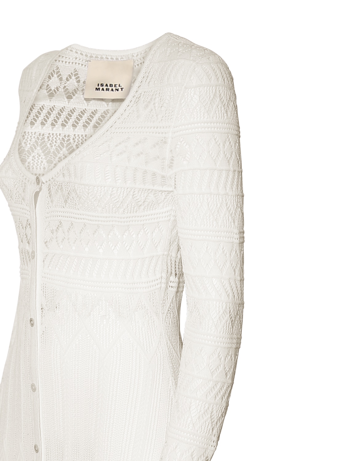 Shop Isabel Marant Atedy Cotton Crochet Long Dress In White