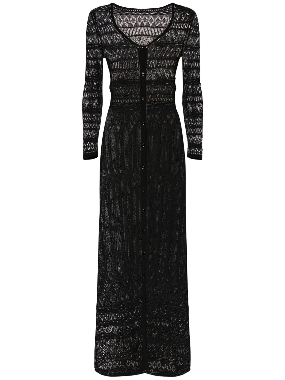 Isabel Marant Atedy Pointelle-knit Cotton-blend Maxi Dress In Black