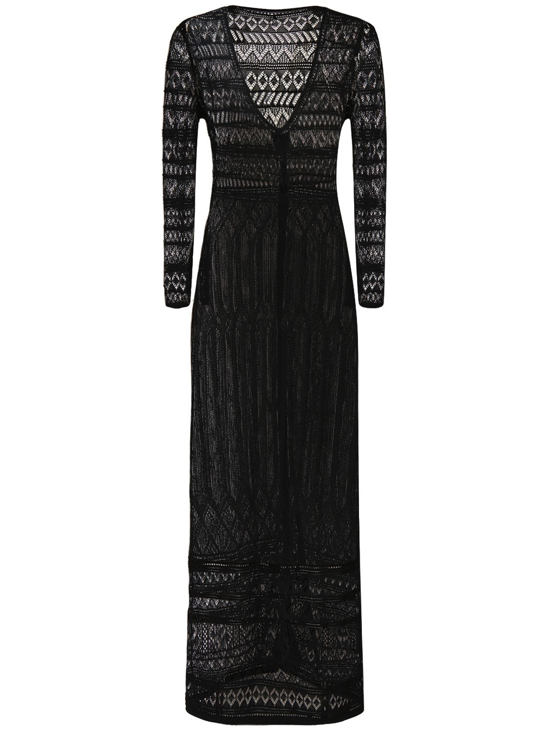 Shop Isabel Marant Atedy Cotton Crochet Long Dress In Black