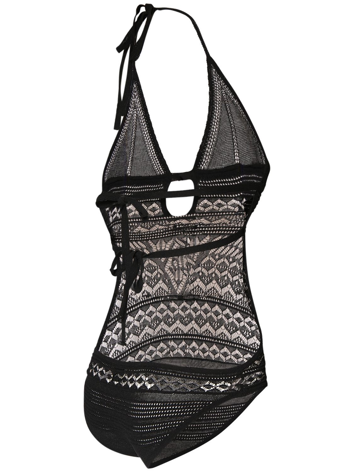 Shop Isabel Marant Adema Cotton Crochet Bodysuit In Black