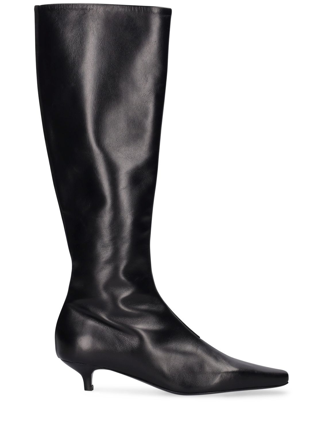 Shop Totême 35mm The Slim Leather Tall Boots In Black