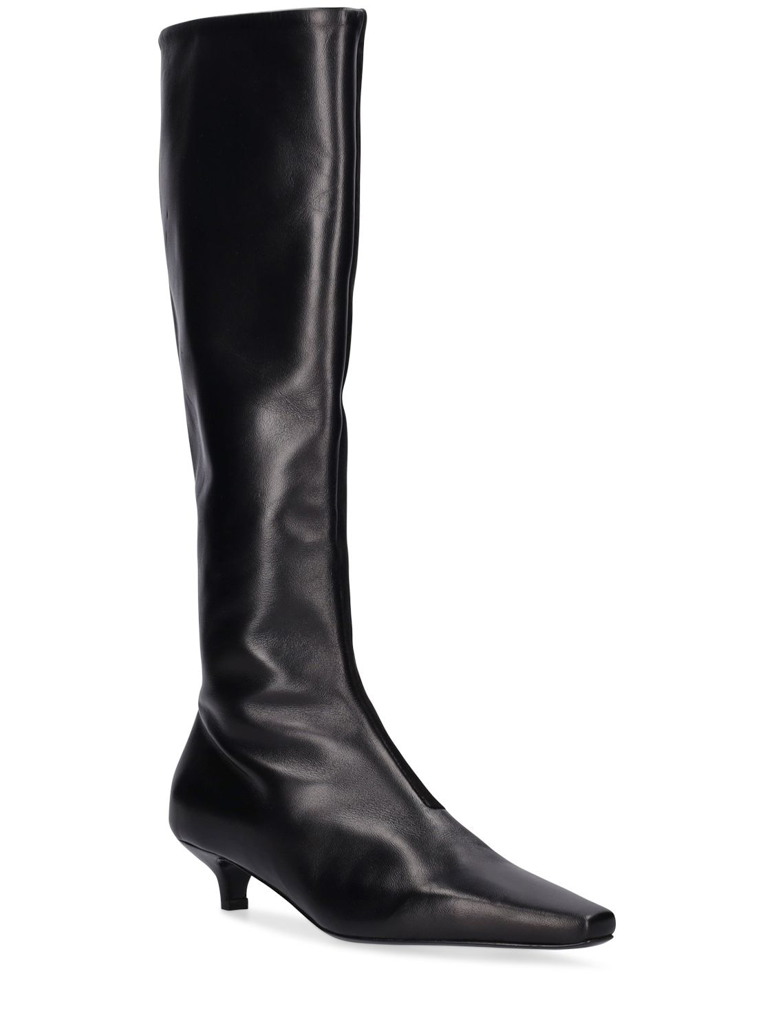 Shop Totême 35mm The Slim Leather Tall Boots In Black