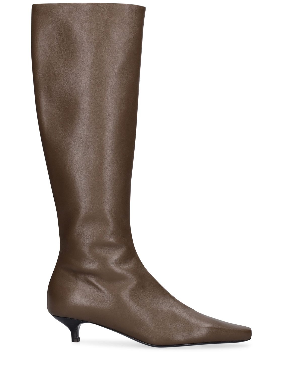 Shop Totême 35mm The Slim Leather & Suede Tall Boots In Taupe