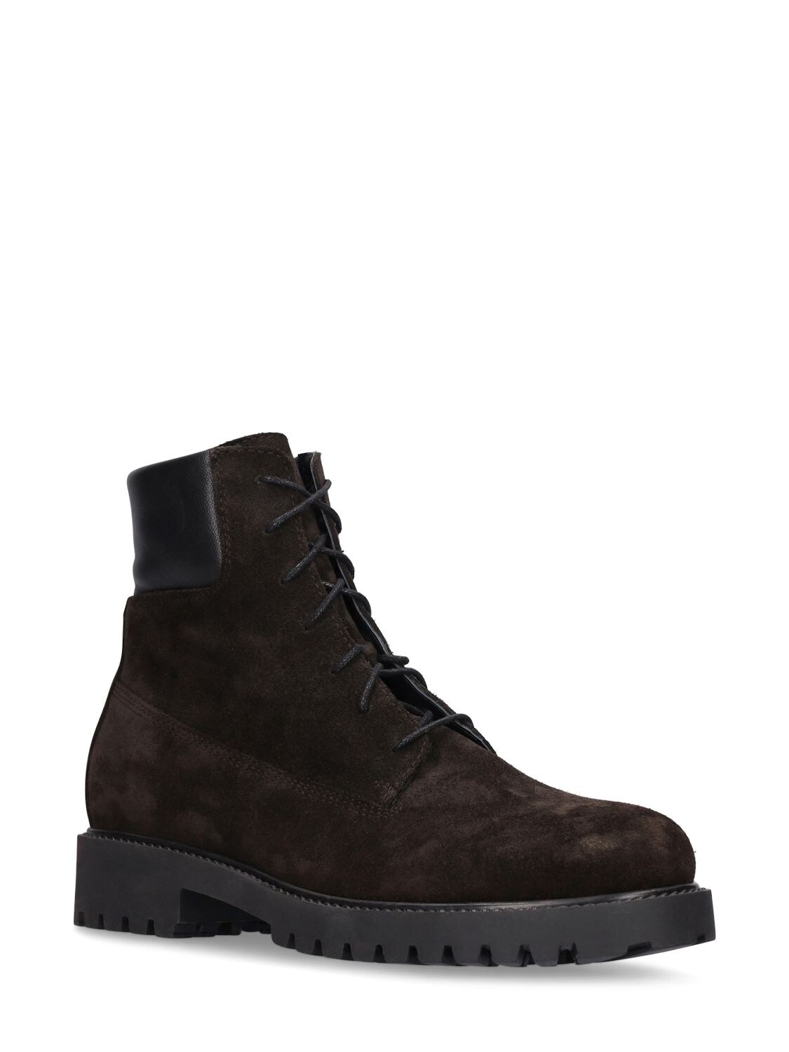 Shop Totême 20mm The Husky Suede Hiking Boots In Dark Brown